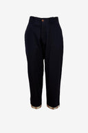 Brooksfield wool button front pants with tartan accents