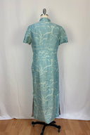 Vintage South Korean Qipao Dress in an aqua water print