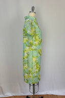 1960s Pale blue/green floral shift dress
