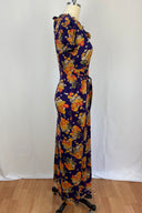 1970 prairie tea dress with Japanese inspired print