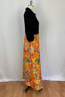 Vintage Night coat with an orange floral padded skirt and button thru top with sleeves