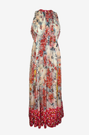 Carolina Herrera Floral Silk Pleated Maxi Dress In Soft Neutrals