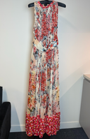 Carolina Herrera Floral Silk Pleated Maxi Dress In Soft Neutrals