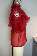 Ted Lapidus Sheer Red Ruffe Blouse