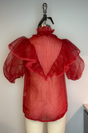 Ted Lapidus Sheer Red Ruffe Blouse