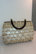 Lancel Vintage Woven Wicker Box Bag