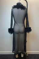 Black Fishnet Feather Robe image 3