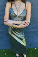 Paco Rabanne 1990s Vintage Liquid Silver Metallic Evening Dress image 3