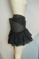Black Organza Ruffled Wrap Mini Skirt image 1