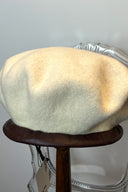 SD Cream Beret with Brown Leather Trim image 3