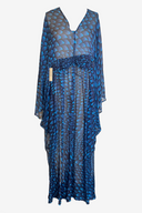 Issa London Sheer Blue Patterned Kimono Sleeve Maxi image 0