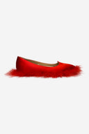 Simone Rocha X H&M Red Satin & Ostrich Flat Pumps image 0