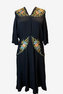 Black Floral Embroidered Midi Dress image 0