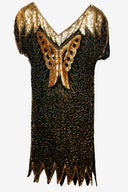 Vintage Royal Feelings Gold and Black Sequin Cocktail Mini Dress