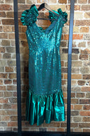 Vintage American Green Sequinned Cocktail Dress image 1