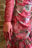 Vintage Gathered Rosette Midi Dress image 3