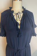 Zimmermann Flutter Tie-Neck Navy Midi Dress image 1