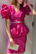 Mr K. Hot Pink Puff Sleeve Midi Dress image 0