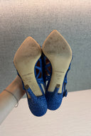 Dolce & Gabbana Blue Woven Raffia Slingback Pumps image 5
