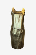 Vintage Gold Leather Top and Skirt Set image 0