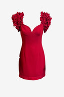 Cue Ruffle Sleeve Structured Mini Dress