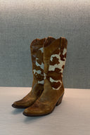Vintage Brown Cow Print Cowboy Boots image 1