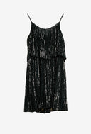 Halston Heritage Plisse Black Silk Mini Dress