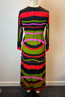 Vintage High Neck Multi Stripe Midi Dress image 2
