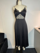 Lace Trim Black Slip Midi Dress image 3