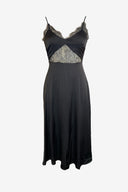 Lace Trim Black Slip Midi Dress image 0