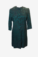 Emerald Green and Black Floral Coat