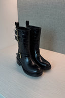 Dsquared Crocodile Patterned Black Leather High Boots image 1