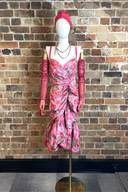 Vintage Gathered Rosette Midi Dress image 1