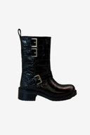 Dsquared Crocodile Patterned Black Leather High Boots image 0