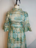 Vintage Susan Peters Green Metallic Midi Dress image 3