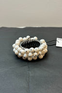 White Silver Beaded Bracelet image 1