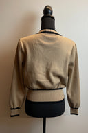 Unbranded Bone and Black Line Cardigan with Faux Pearl Buttons image 2