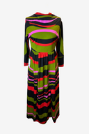 Vintage High Neck Multi Stripe Midi Dress image 0